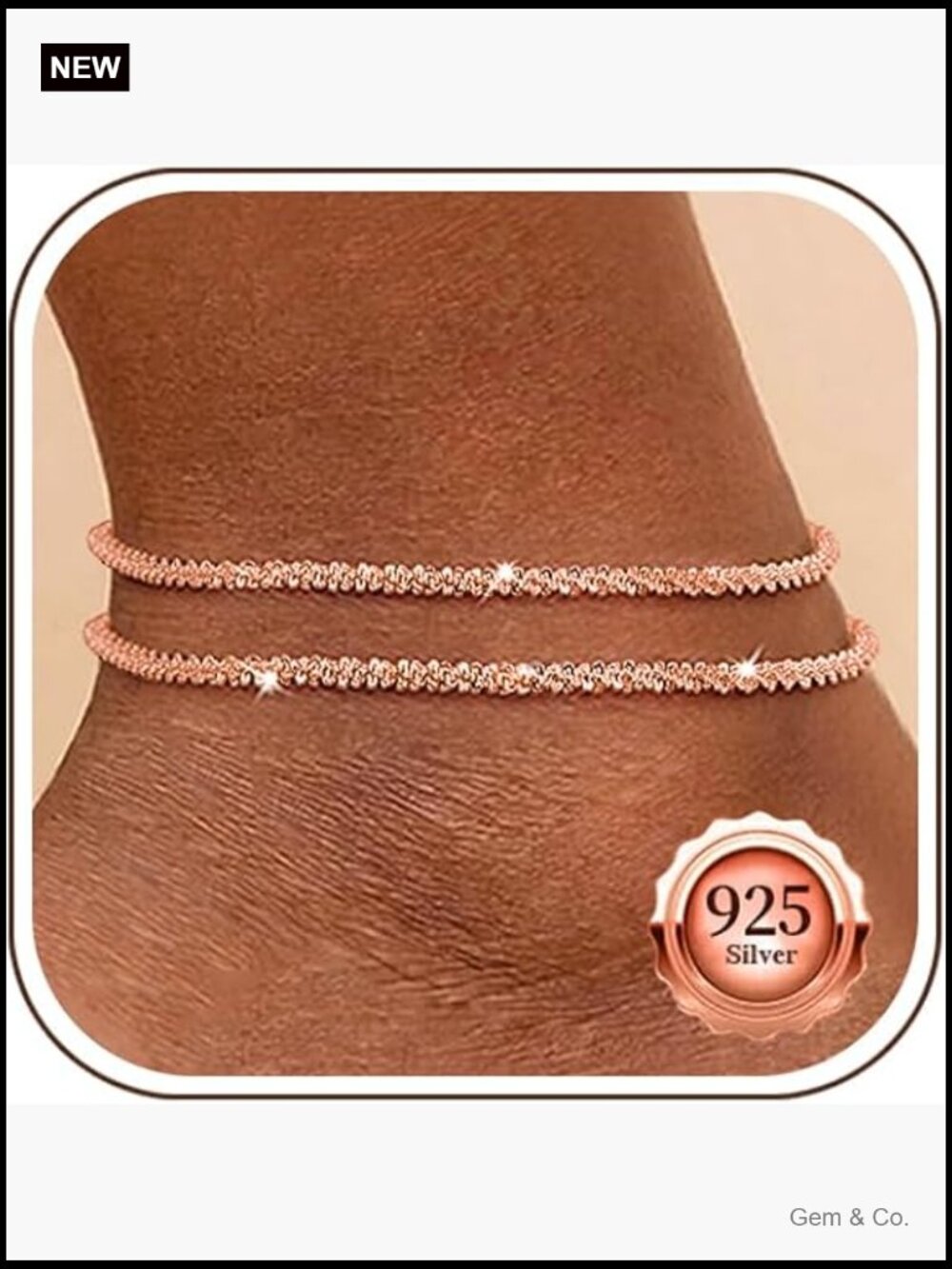 Layered Dainty Anklet Set Sterling Silver Waterproof Stackable Anklets for Women